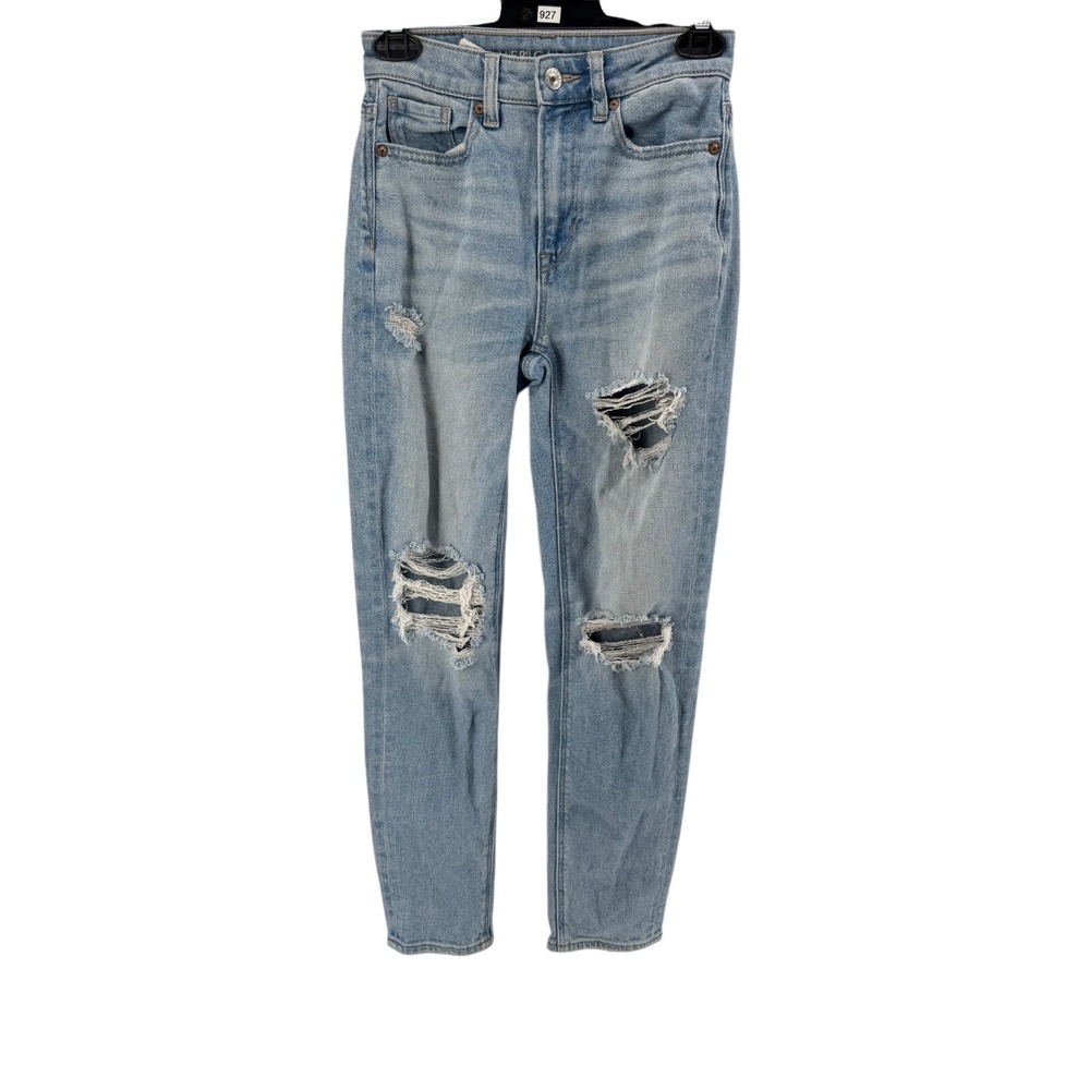 American Eagle Women's Distressed Mom Straight Jeans Size 000